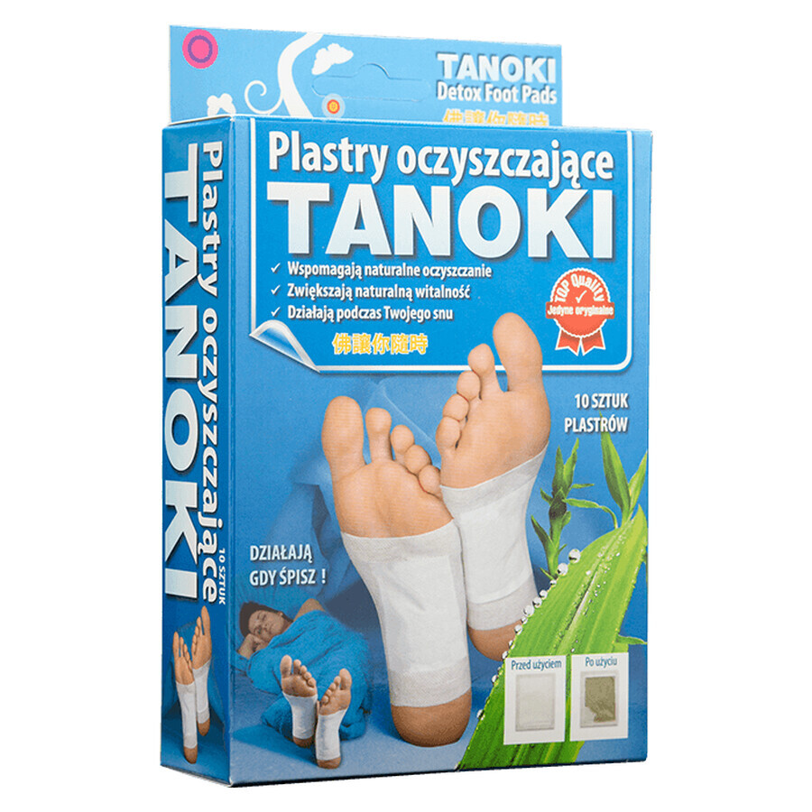 Tanoki Detox Foot Pads, parches limpiadores, 10 piezas