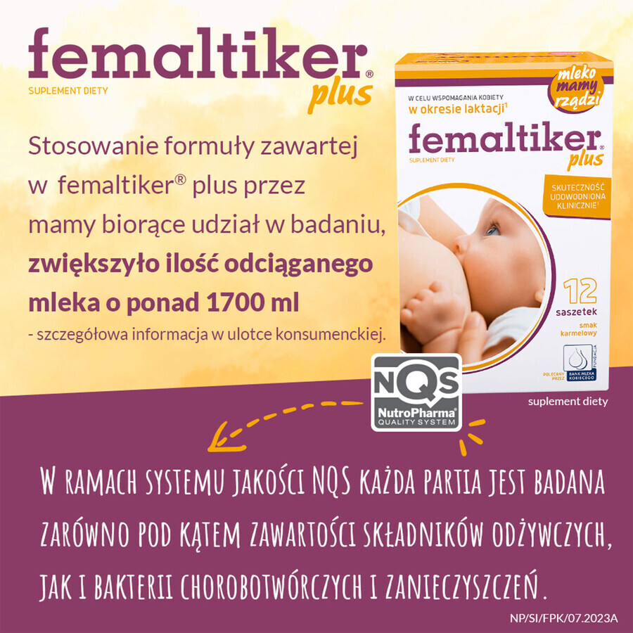 Femaltiker Plus, Karamellgeschmack, 12 Beutel