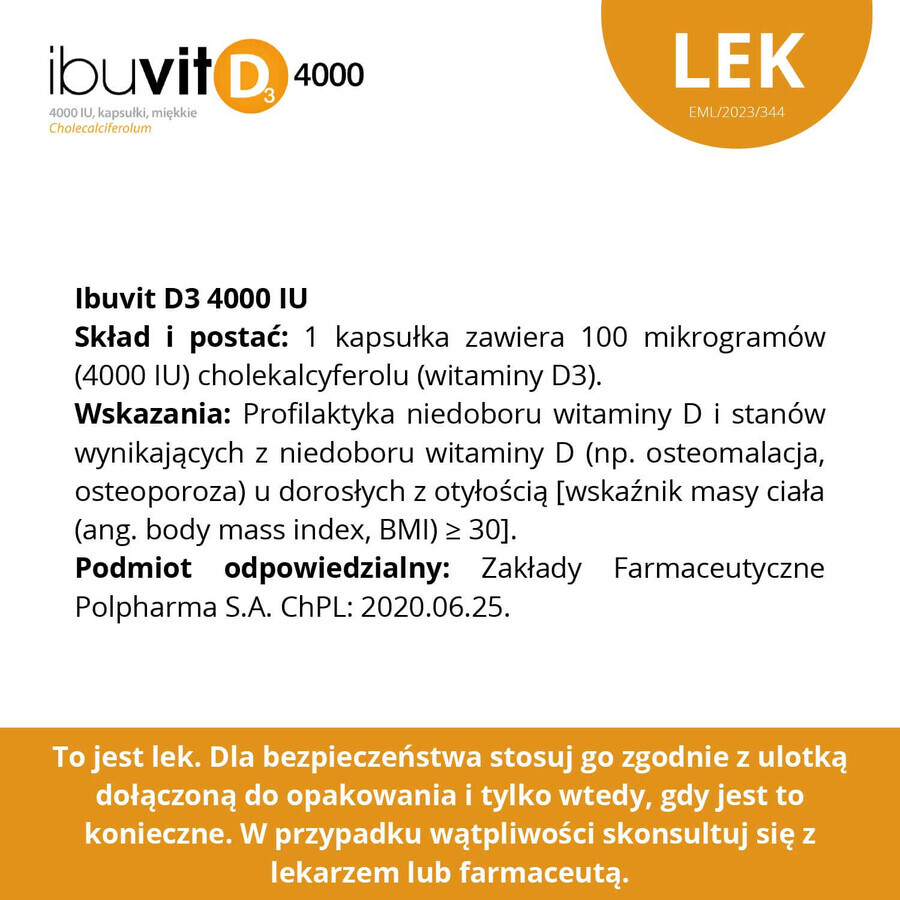 Ibuvit D3 4000 UI, 30 gélules