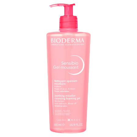 Bioderma Sensibio Gel Moussant, gel micelar limpiador facial calmante, pieles sensibles e hipersensibles, 500 ml ENVASE ROTURA