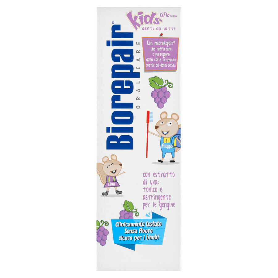 Biorepair Junior Kids, dentifrice pour enfants, 0-6 ans, raisins, 50 ml