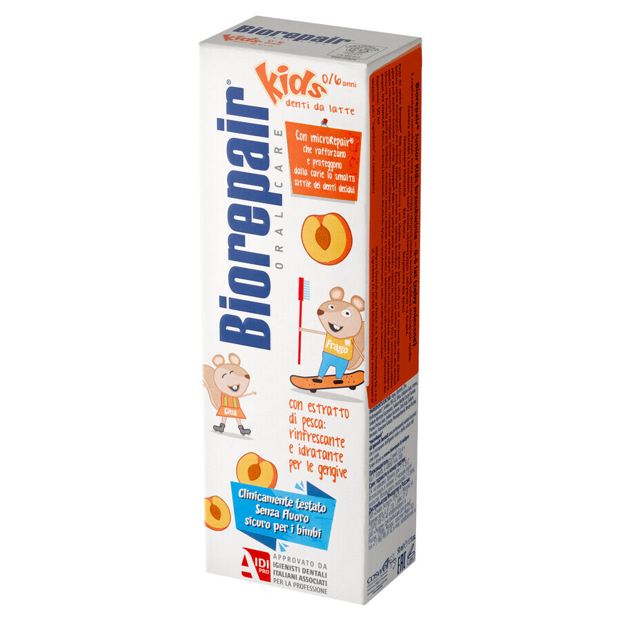 Biorepair Junior Kids, tandpasta voor kinderen, 0-6 jaar, perzik, 50 ml