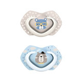 Canpol Babies, pacifier, silicone, symmetrical, size A, Bonjour Paris, blue, 22/647, 0-6 months, 2 pieces