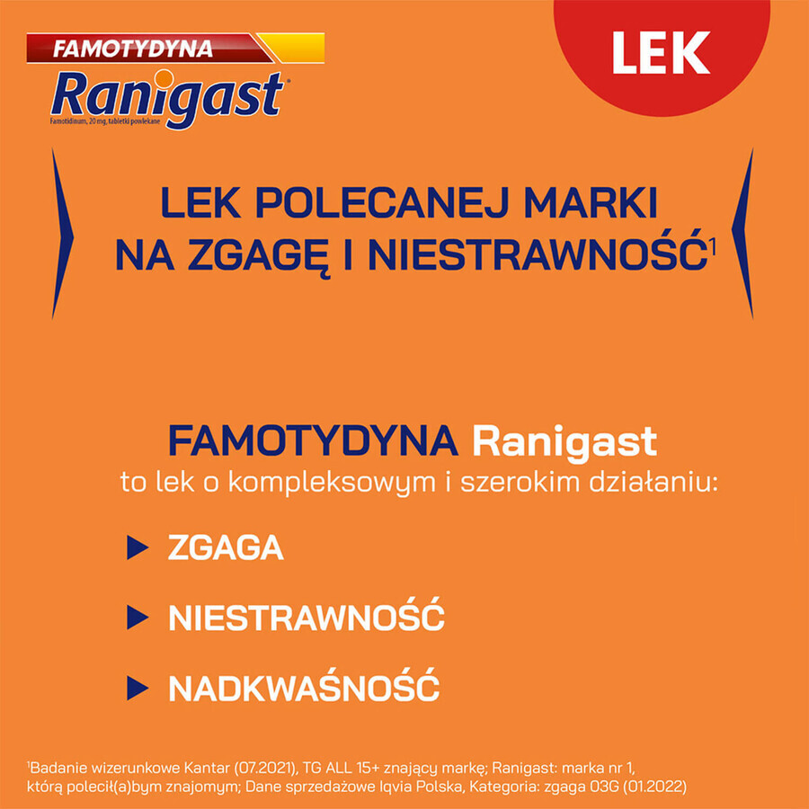 Famotidin Ranigast 20 mg, 20 Filmtabletten