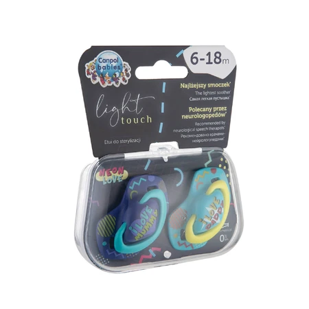 Canpol Babies, pacifier, silicone, symmetrical, Neon Love, blue, 22/653, 6-18 months, 2 pieces