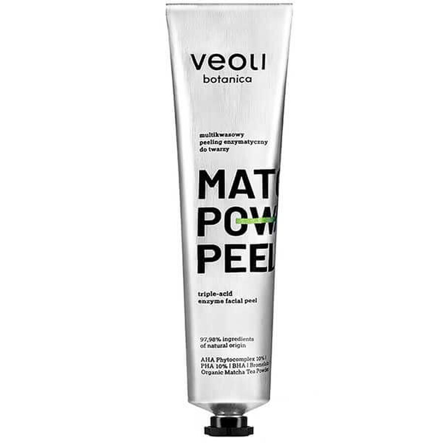 Veoli Botanica Matcha Power Peel, scrub enzimatico per il viso, multi-acido, 75 ml