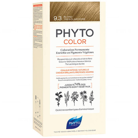 Phyto Phytocolor 9.3, coloration des cheveux, blond doré très clair