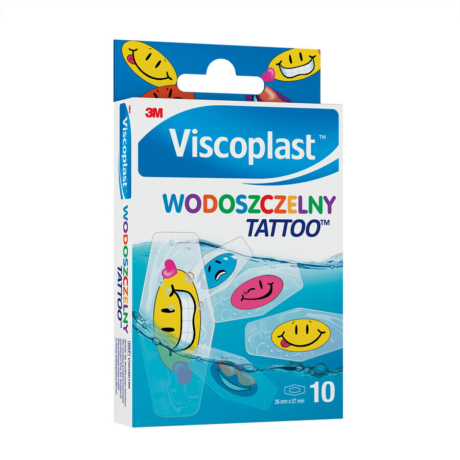 Viscoplast Waterproof Tattoo, farbig bedrucktes Verbandspflaster, 10 Stück