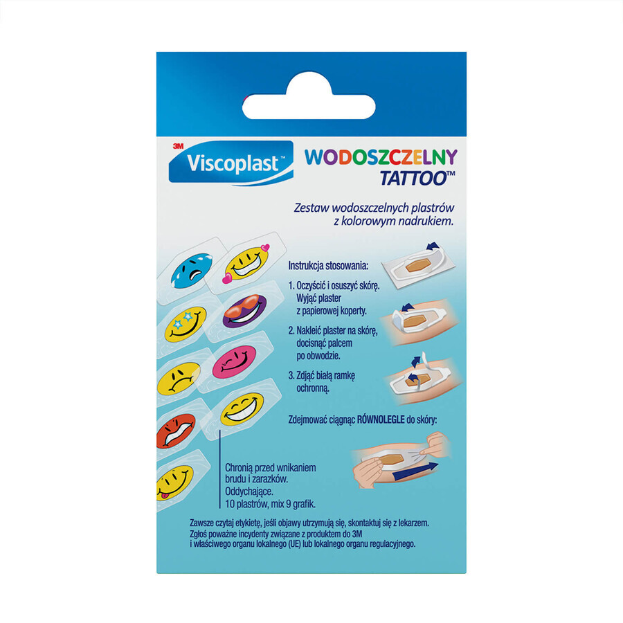 Viscoplast Waterproof Tattoo, tencuială de pansament imprimată color, 10 bucăți