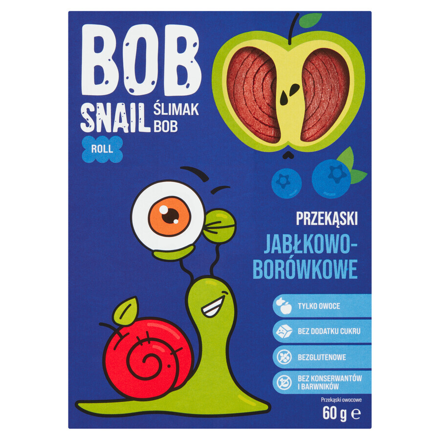 Bob Snail Roll Fruchtsnack, Apfel, Heidelbeere, 60 g