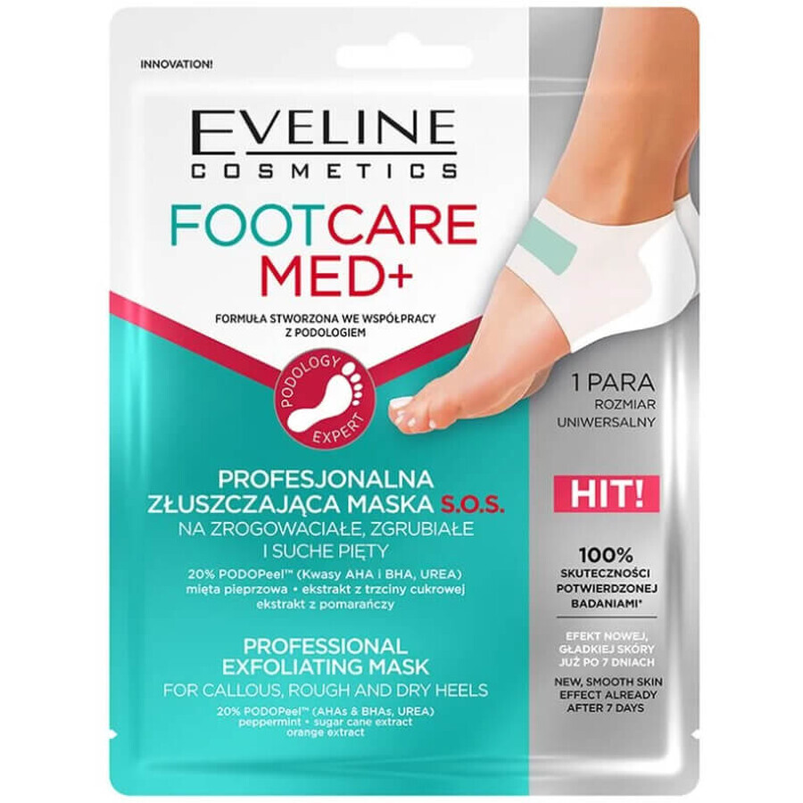 Eveline Cosmetics Foot Care Med+ SOS Professional Exfoliating Mask for Callus, Callus and Dry Heels 1 Pair