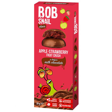 Bob Snail Choco Fruit Snack in Milchschokolade, Apfel, Erdbeere, 30 g