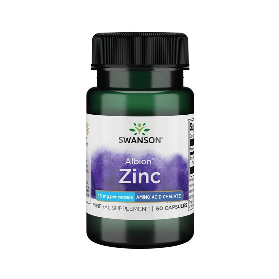 Swanson Albion Zinc, chelat de zinc, 60 capsule