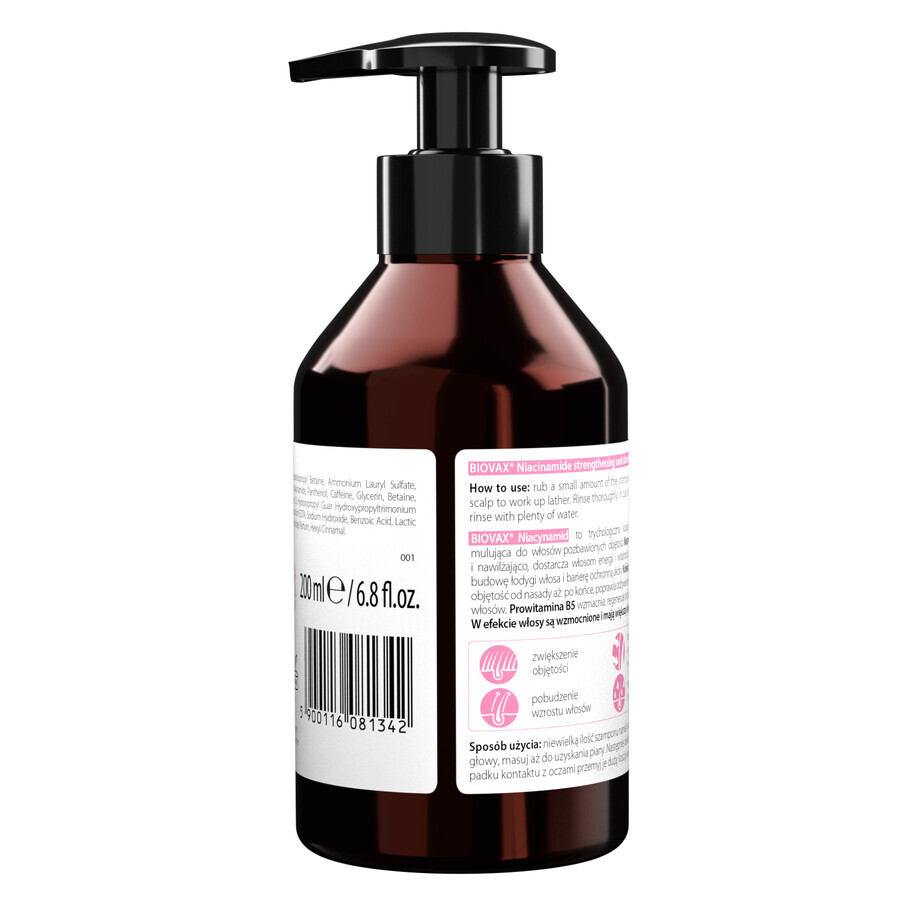 Biovax Niacinamide, Stimulating Strengthening, Regenerating and Volume Renewing Shampoo, 200 ml