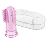 BabyOno, brosse à doigts pour les premières dents, silicone, rose, 723/03, 1 pc