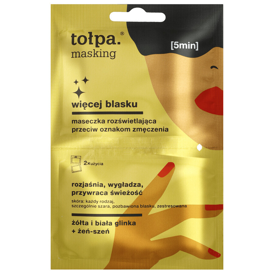 Tolpa Masking, meer glans, verhelderend masker tegen tekenen van vermoeidheid, 2 x 5 ml