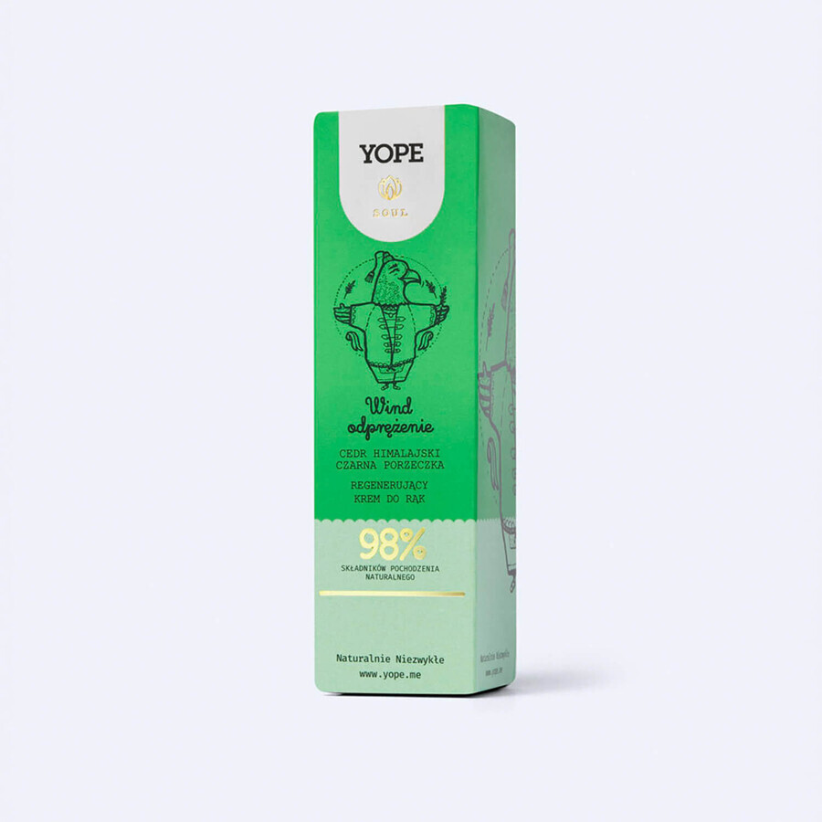 Yope Wind Relaxation, crema de manos regeneradora, cedro del Himalaya y grosella negra, 50 ml