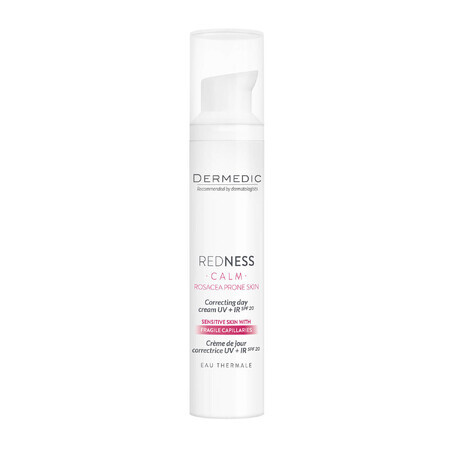 Dermedic Redness Calm, UV+ IR korrigierende Tagescreme, vaskuläre Haut mit Neigung zu Hyperreaktivität, Erythemen und Rosacea, 40 ml