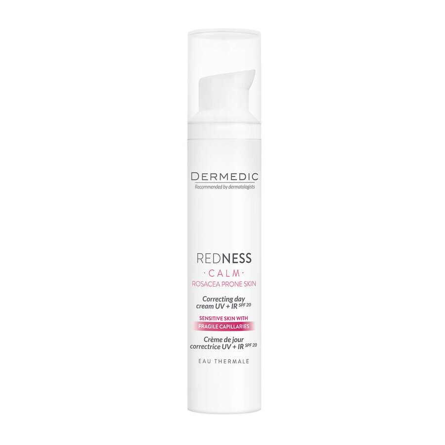 Dermedic Redness Calm, UV+ IR korrigierende Tagescreme, vaskuläre Haut mit Neigung zu Hyperreaktivität, Erythemen und Rosacea, 40 ml