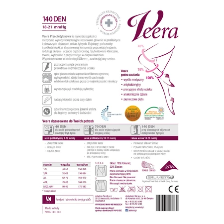 Veera Przeciwżylakowa, Kompressionsstrumpfhose, 140 den, Größe 4, visone