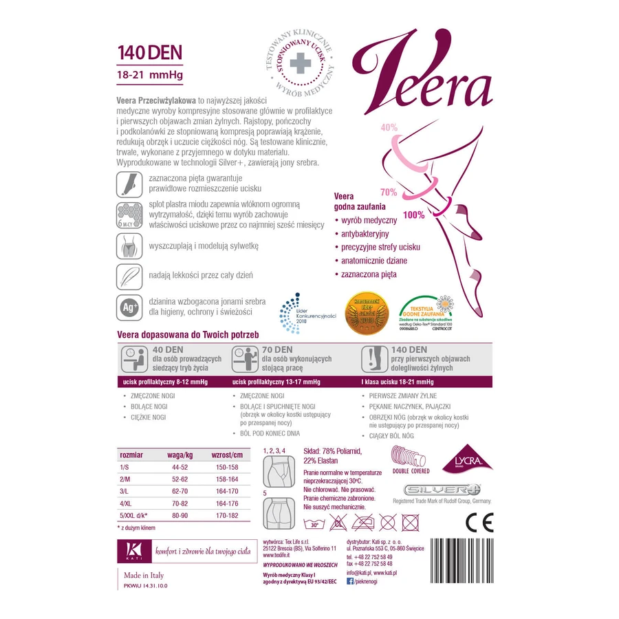 Veera Przeciwżylakowa, Kompressionsstrumpfhose, 140 den, Größe 5, visone