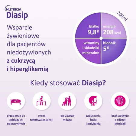 Diasip, für Diabetiker, Vanillegeschmack, 4 x 200 ml