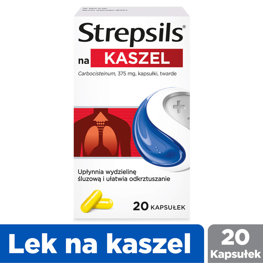 Strepsils pour la toux 375 mg, 20 capsules dures