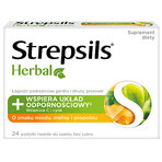 Strepsils Herbal, Geschmack: Honig, Melisse und Propolis, zuckerfrei, 24 Lutschtabletten 