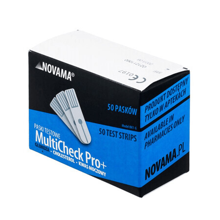 Novama MultiCheck Pro+, blood glucose test strips, 50 units