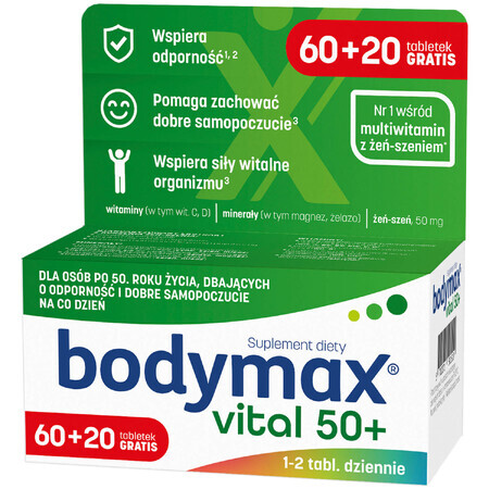 Bodymax Vital 50+, 60 comprimidos + 20 comprimidos gratis