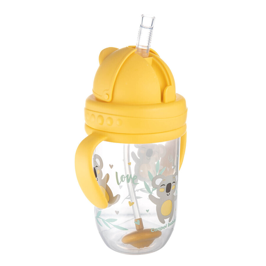 Canpol Babies, tazza con tubo e peso, Animali esotici, giallo, 56/606, da 6 mesi, 270 ml