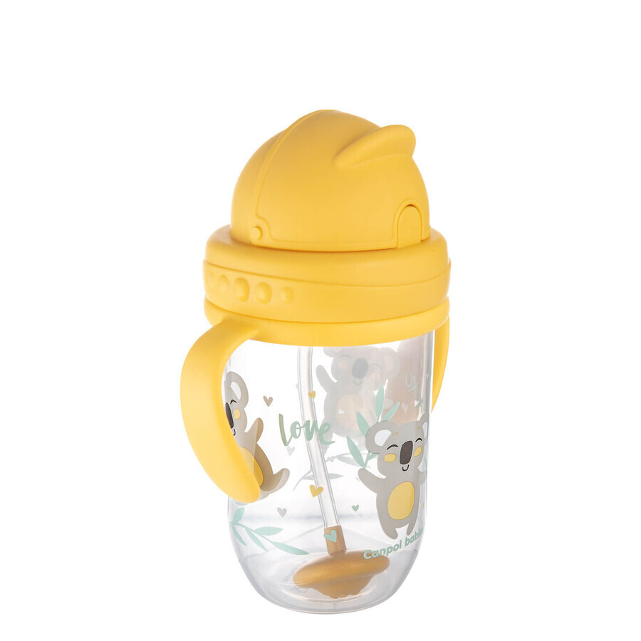 Canpol Babies, tazza con tubo e peso, Animali esotici, giallo, 56/606, da 6 mesi, 270 ml