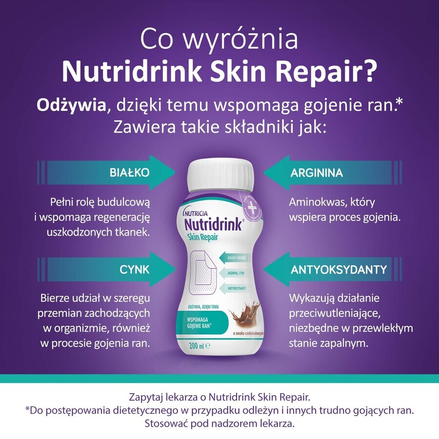 Nutridrink Skin Repair, Schokoladengeschmack, 4 x 200 ml