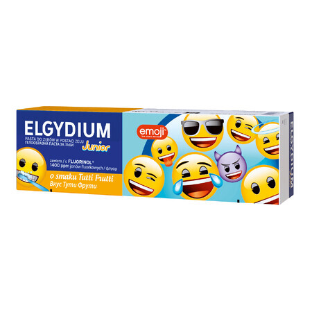 Elgydium Junior Emoji, dentifricio in gel per bambini, Tutti-frutti, 7-12 anni, 50 ml