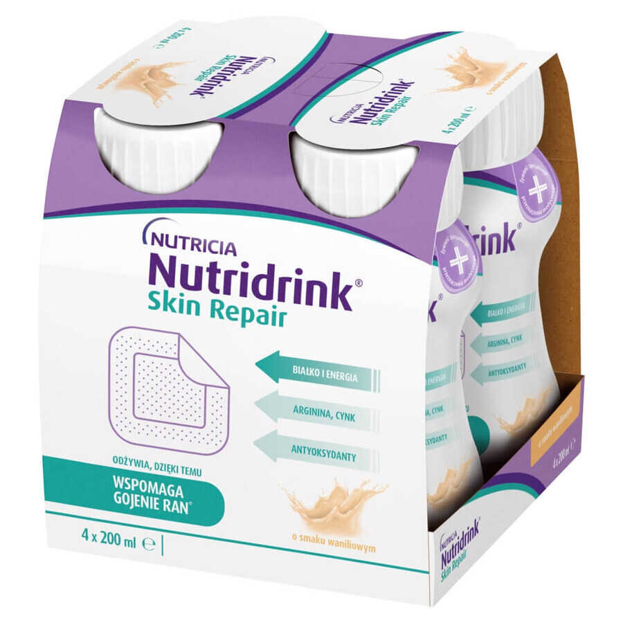 Nutridrink Skin Repair, vanilla flavor, 4 x 200 ml