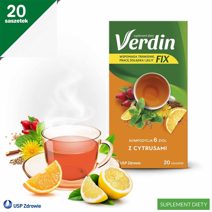 Verdin Fix met citrusvruchten, 20 zakjes