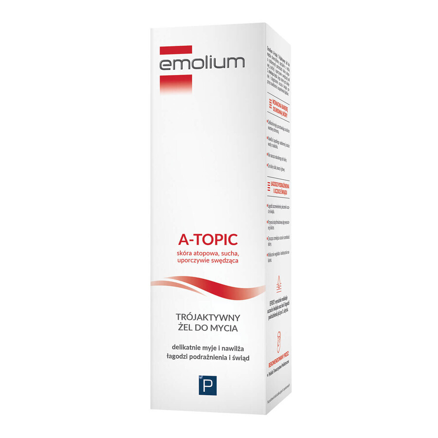 Emolium A-Topic, gel lavante triattivo per la pelle atopica, secca e con prurito persistente, da 1 mese, 200 ml