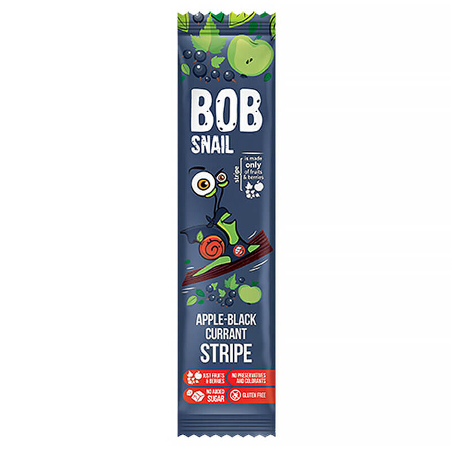 Bob Snail Stripe Fruchtsnack, Apfel, schwarze Johannisbeere, 14 g