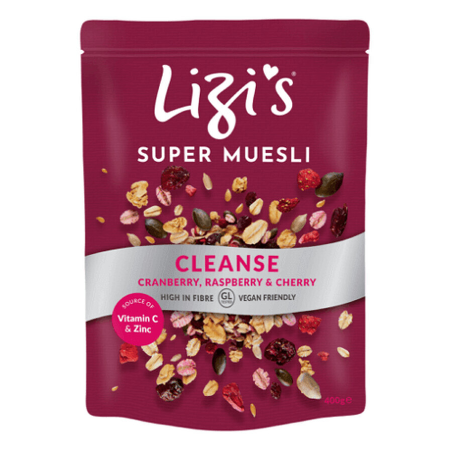 Musli mit Kirschen, Himbeeren und Kirschen Cleanse, 400 g, Lizi's