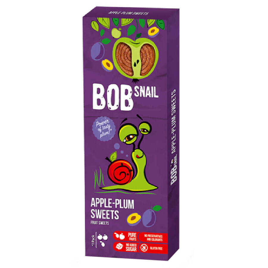 Bob Snail Roll Gustări cu fructe, măr, prună, 30 g