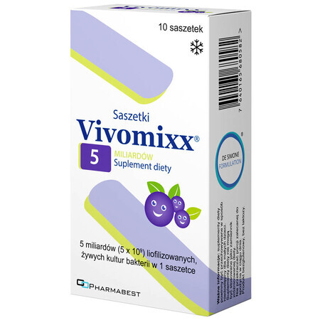 Vivomixx Sachete 5 miliarde, pulbere pentru suspensie orală, aromă de afine, 10 plicuri