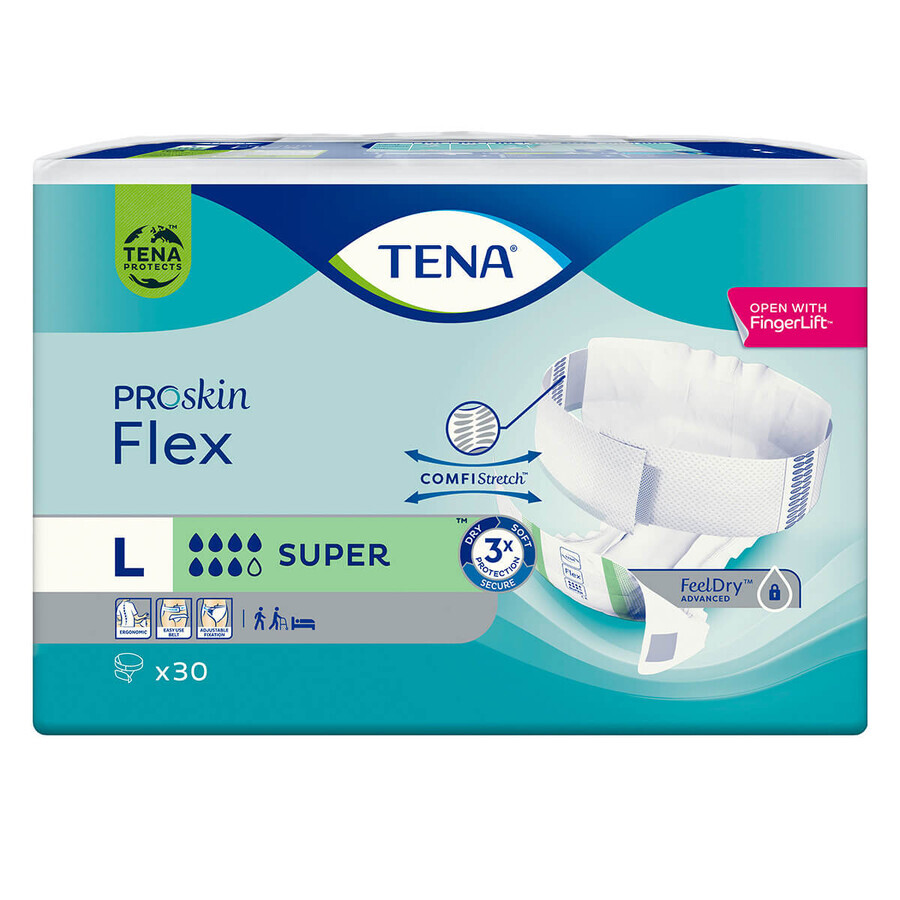 Tena Flex ProSkin, Windeln, Größe L, 83-120 cm, Super, 30 Stück