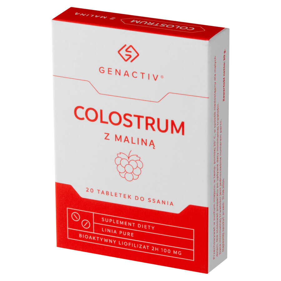 Genactiv Colostrum cu zmeură, 20 de pastiluțe