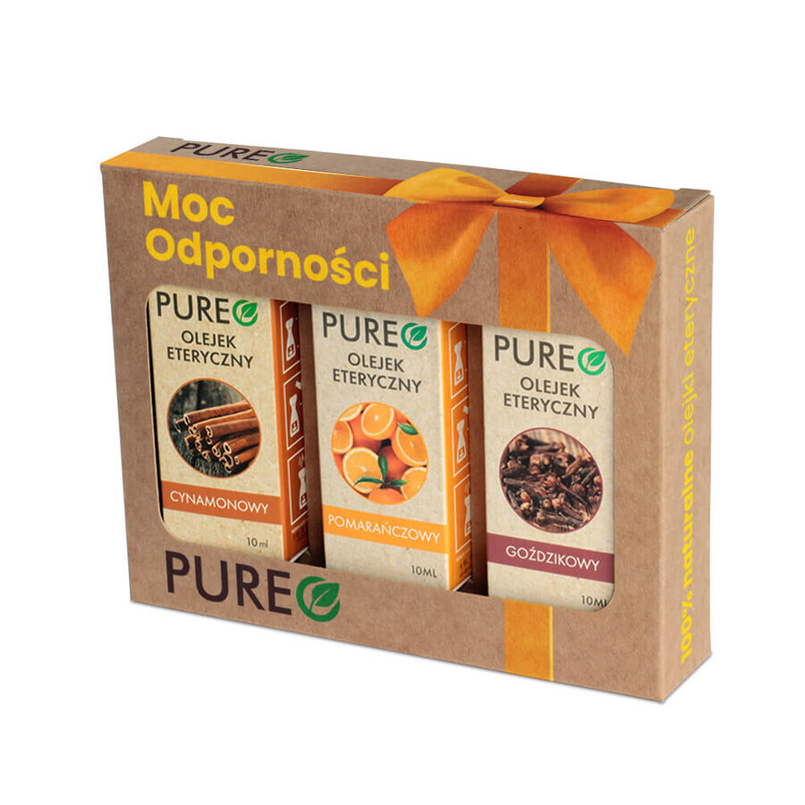 Pureo Immunity Power Kit, Natural Essential Oils, Cinnamon, Orange, Clove, 3 x 10ml