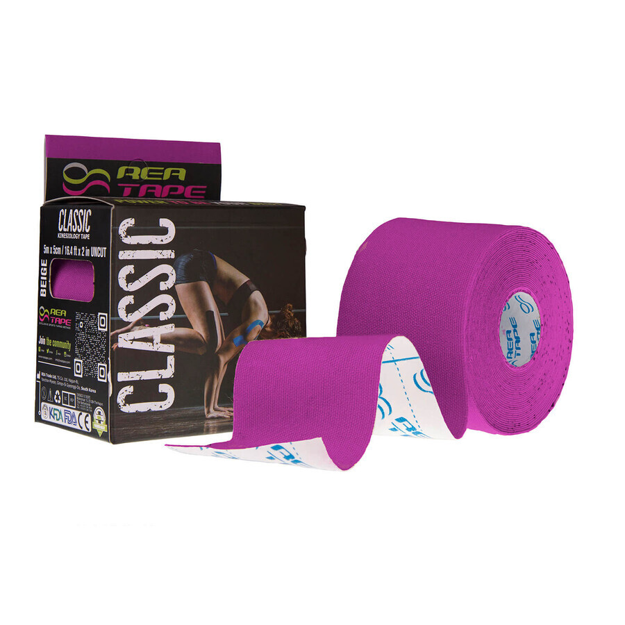 Rea Tape Classic, kinesiologisches Tape, lila, 5 cm x 5 m