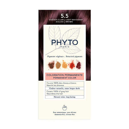 Phyto Phytocolor, teinture permanente, 5.5 brun acajou clair, 50 ml