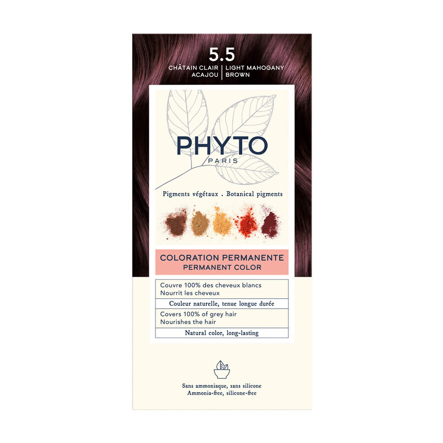 Phyto Phytocolor, teinture permanente, 5.5 brun acajou clair, 50 ml