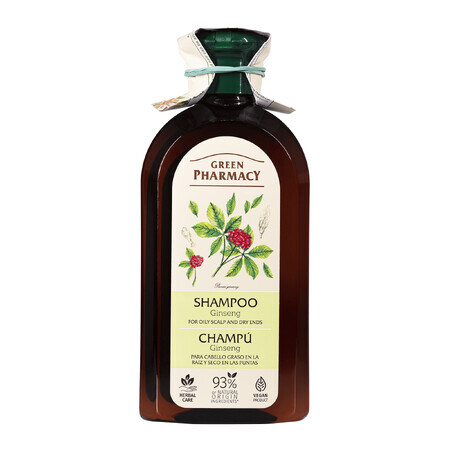 Green Pharmacy, shampoo for oily hair at the base and dry hair at the ends, ginseng, 350 ml