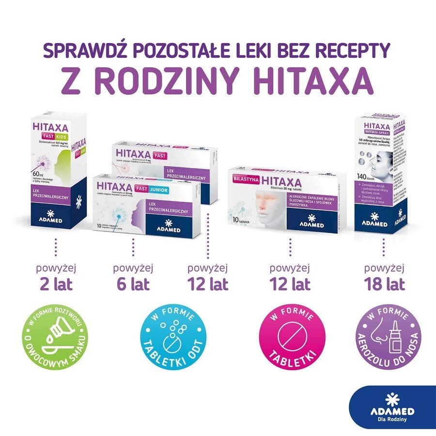 Bilastine Hitaxa 20 mg, 10 tablets