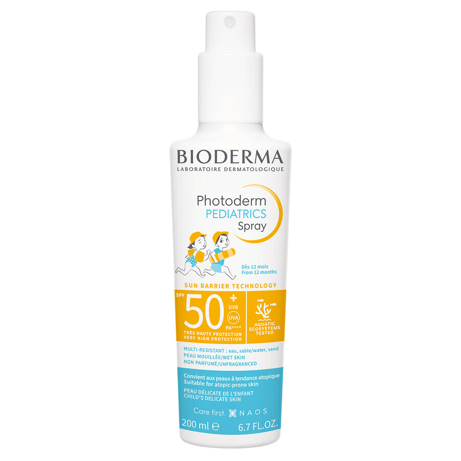 Bioderma Photoderm Pediatrics, Schutzspray für Kinder, SPF 50+, ab 1 Jahr, 200 ml.